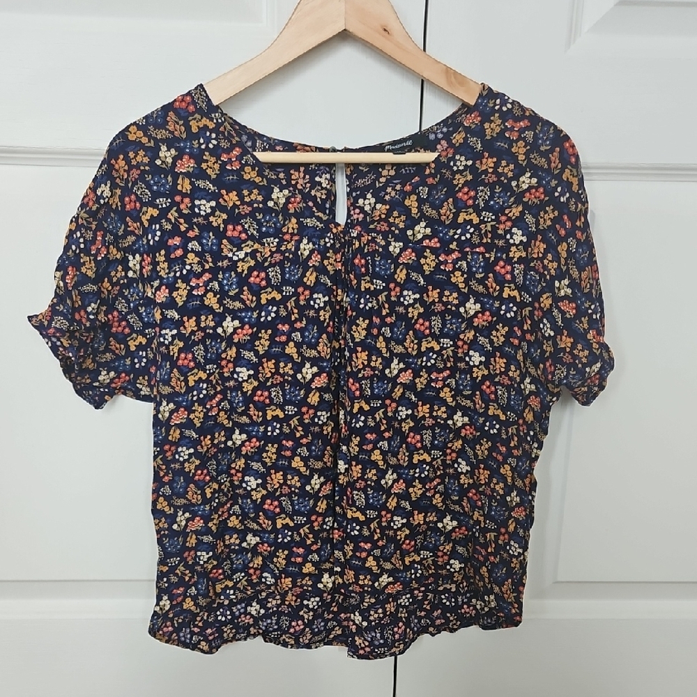 Madewell Navy Floral Blouse